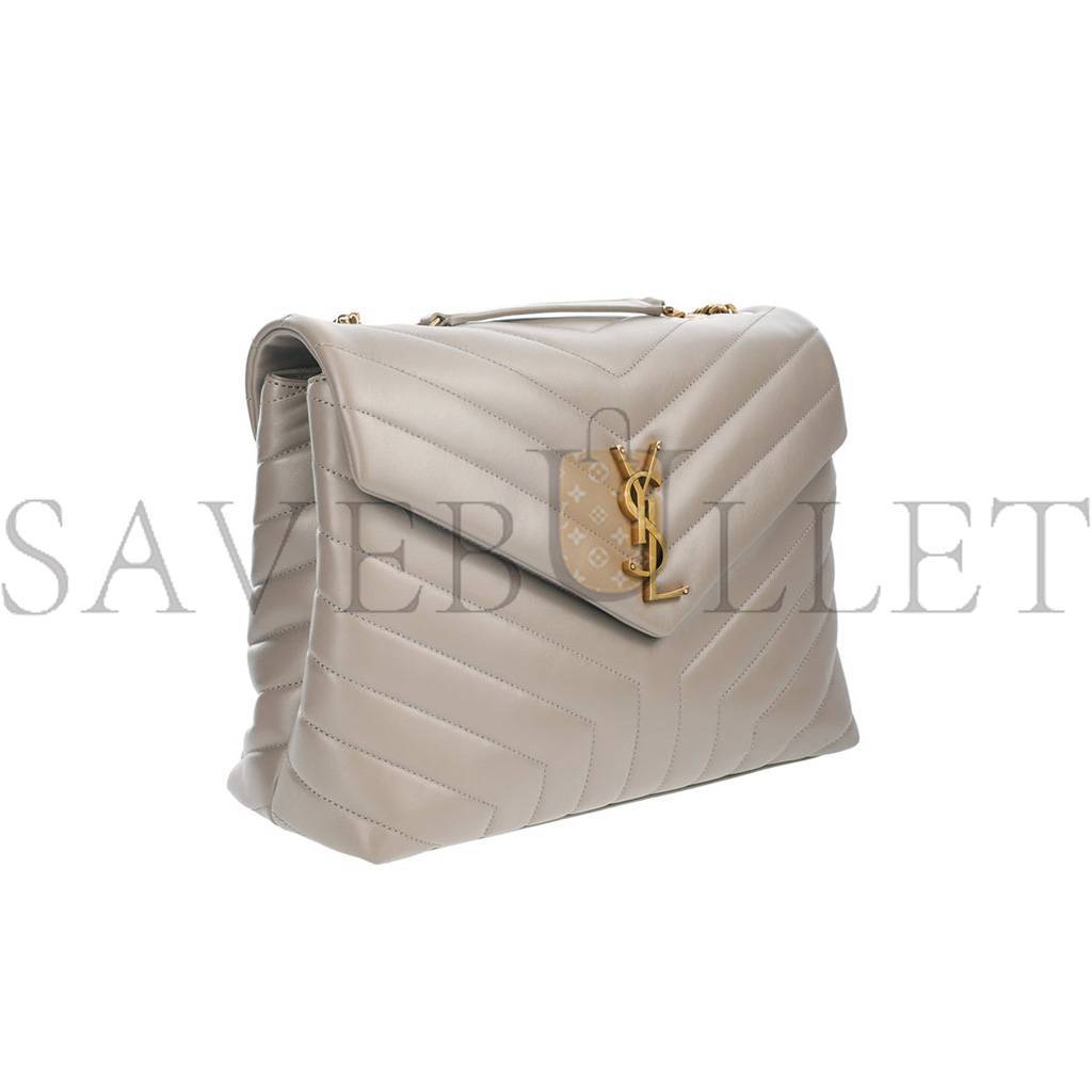 YSL SAINT LAURENT LOULOU GREYISH BROWN MEDIUM SHOULDER BAG IN QUILTED LEATHER 392288 (32*22*11cm)